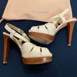 Stuart Weitzman Crème Color Slingback Platforms - Size 6